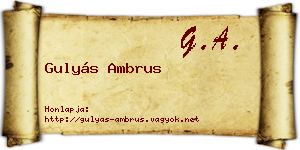 Gulyás Ambrus névjegykártya